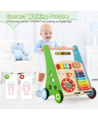 Toddler Push Walker Activity Center Toy with Burr-free Handle