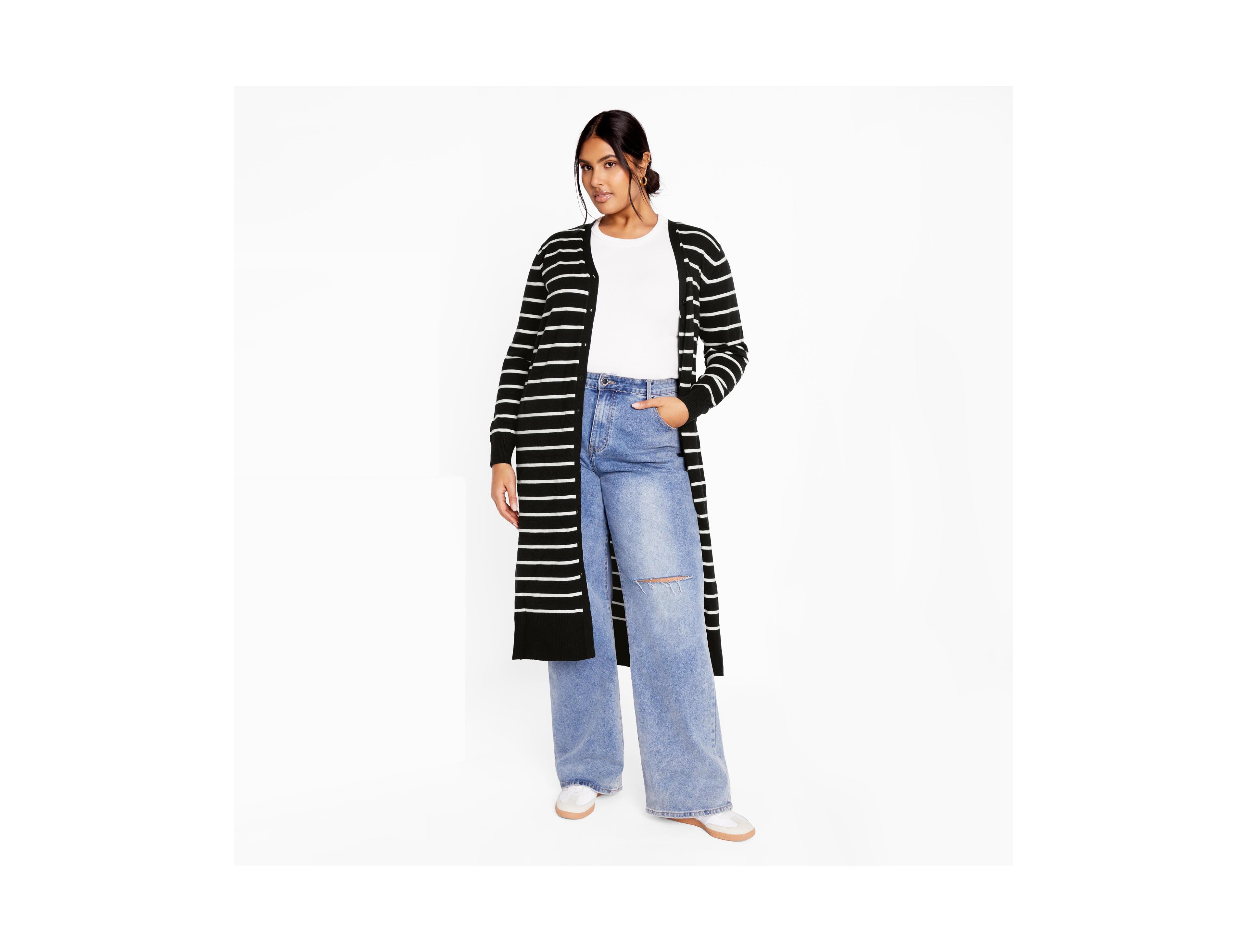 City Chic Plus Josie Stripe Cardigan