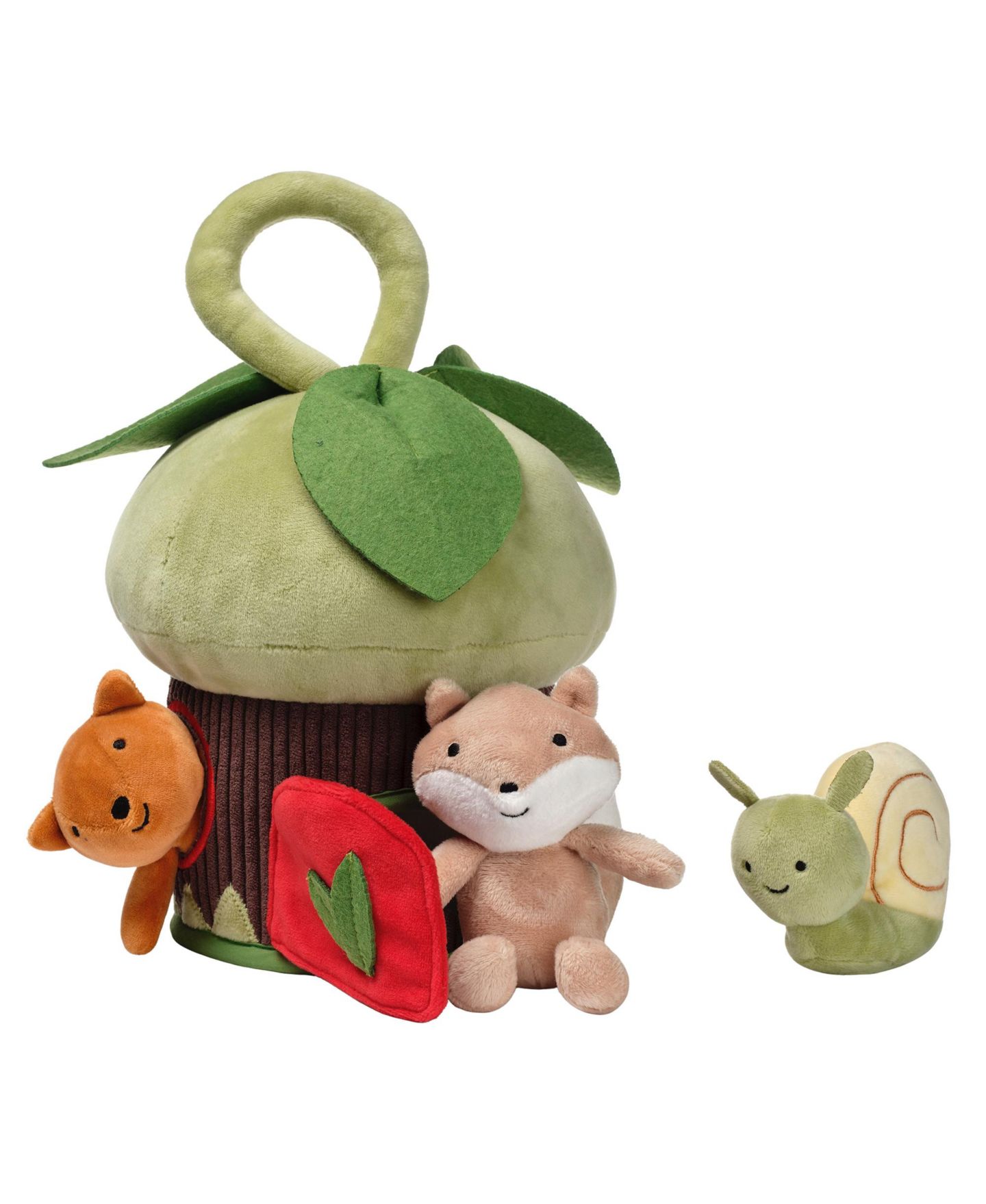 Детские мягкие игрушки Lambs & Ivy Fox, Squirrel, and Snail Treehouse 10.5" Interactive Plush, 4-Piece Set, цвет: Зелёный — фото 5