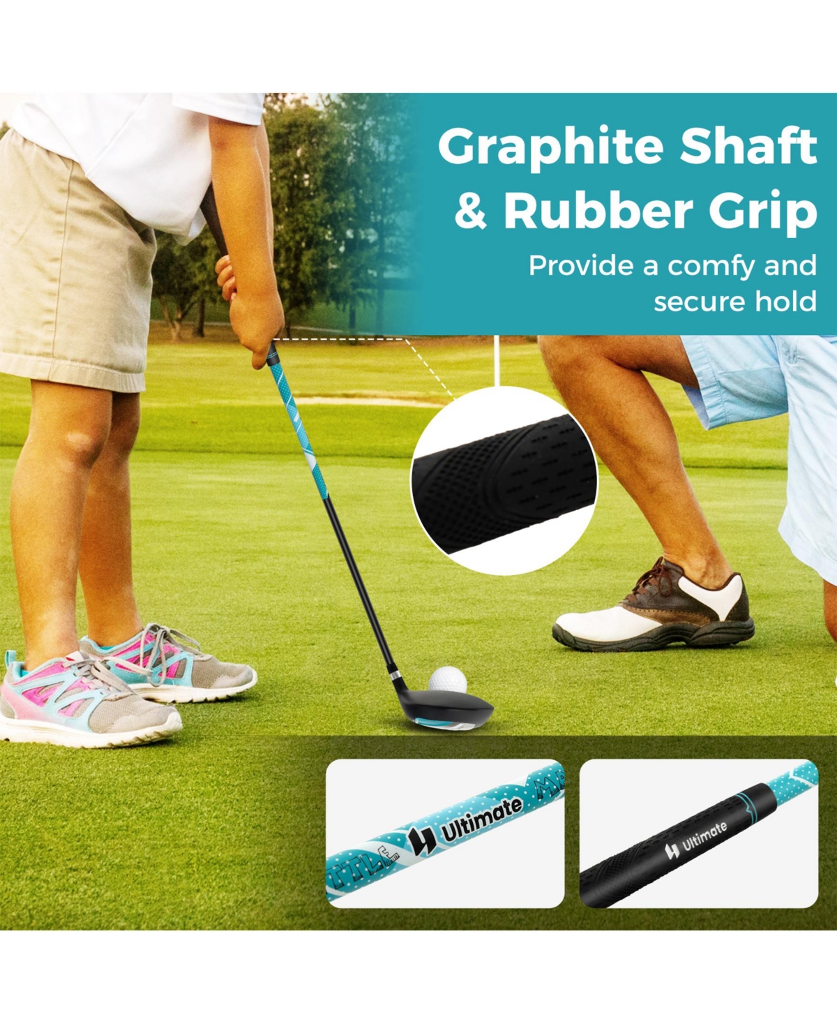 Sugift Junior Complete Golf Club Set for Kids with Rain Hood Right Hand Children Golf Age 8-10 Years Old-Blue