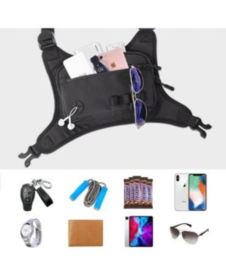 Running Chest Pack for Men & Women: Lightweight Water-Resistant Front Vest Bag with Built-In Phone Holder for Cycling, Hiking, Jogging, Skiing - Onyx