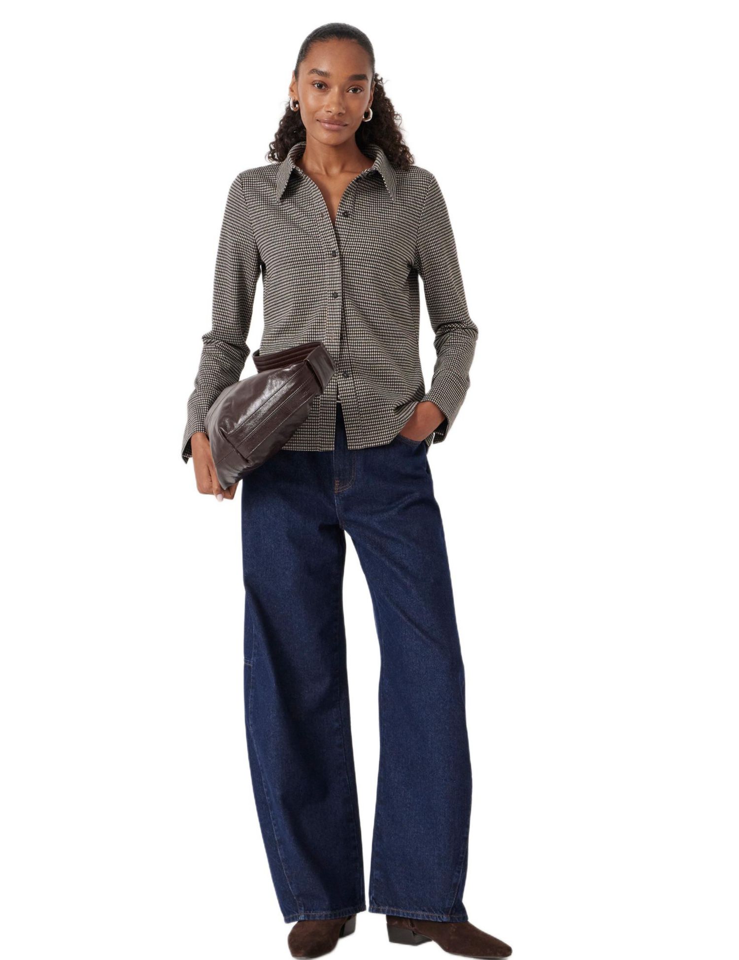 Women's Fitted Check Jersey Shirt
