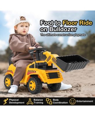 Kids Ride on Bulldozer with Adjustable Bucket Engine Sound Excavator Digger Toy