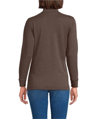 Women's Petite Relaxed Cotton Long Sleeve Mock Turtleneck