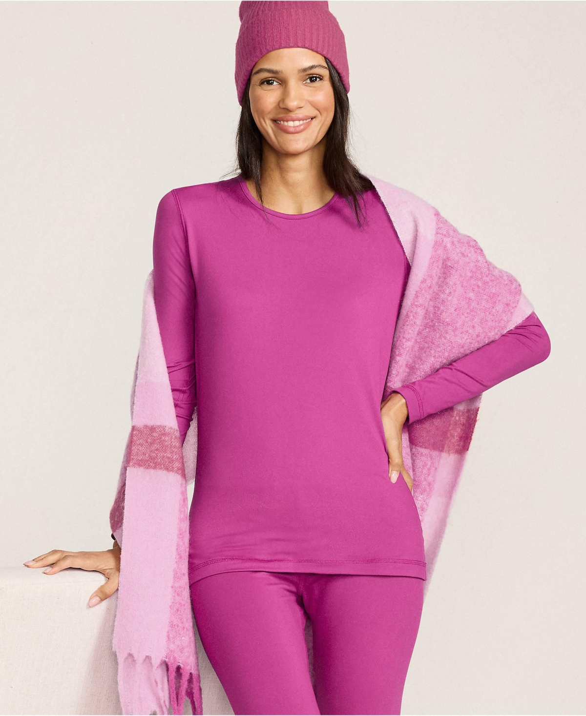 Lands' End Women's Petite Baselayer Cozy Thermaskin Crewneck Top