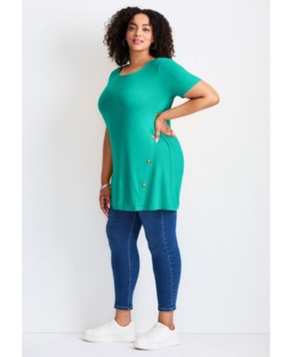 Women's Button Detail Tunic Tee