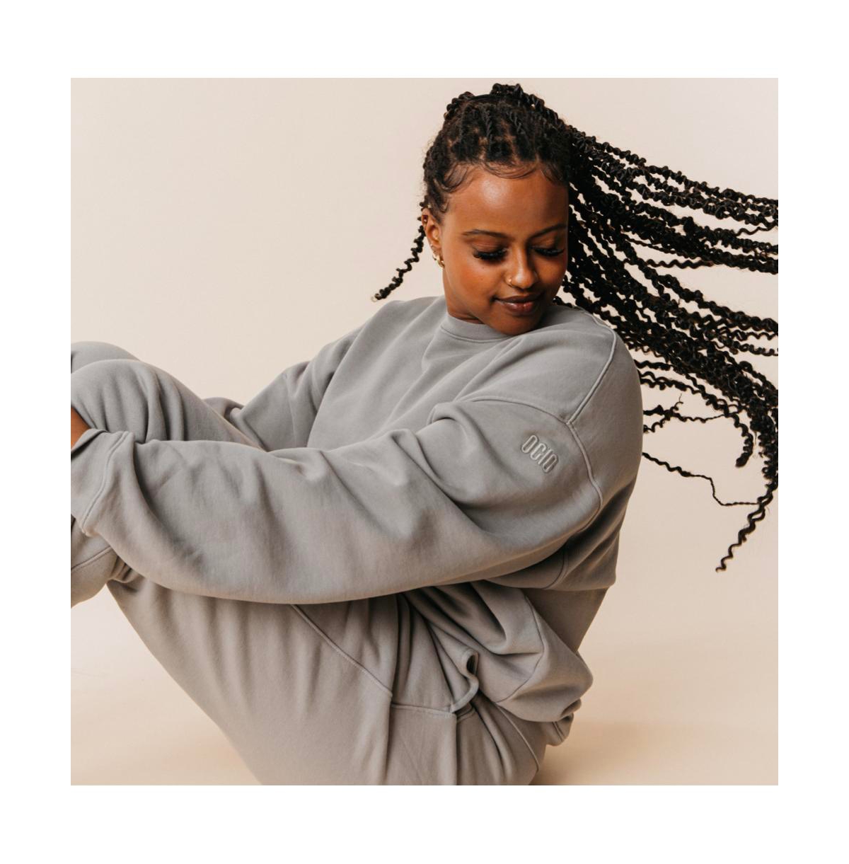 Ocio Women's Organic Cotton Teddy Oversized Crewneck