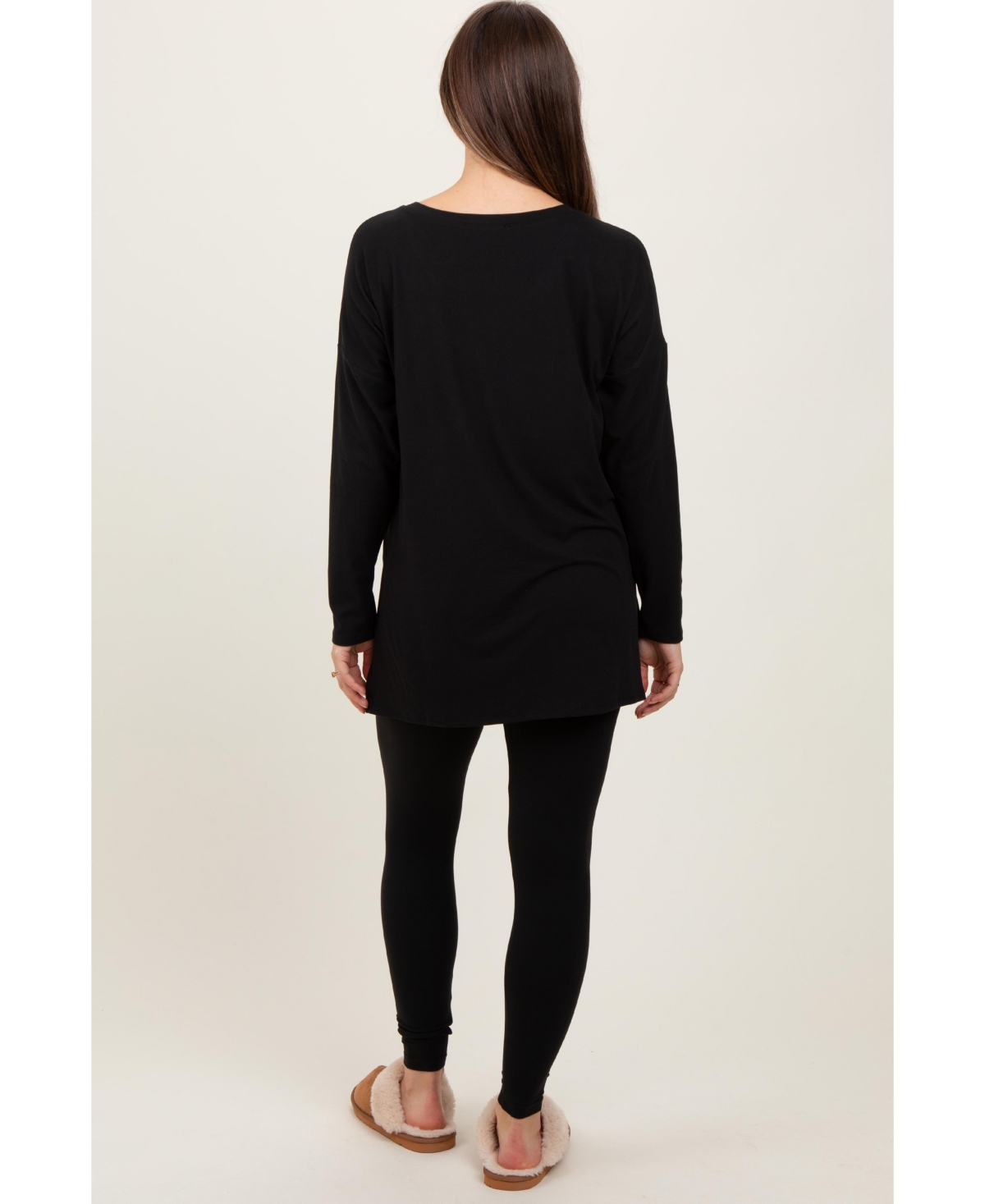 Pinkblush Maternity Black Brushed Knit Oversized Top and Legging Set