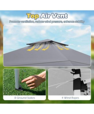 13 X 13 FT Pop up Gazebo Outdoor Canopy Tent with Portable Carrying Bag 8 Stakes