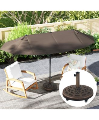 Round Patio Umbrella Base with Wheels, 46 lbs Resin Umbrella Sd