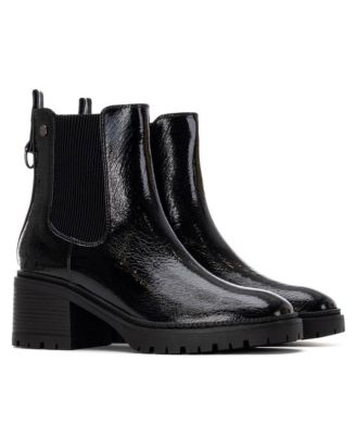 Women's Patent Leather Heeled Chelsea Booties