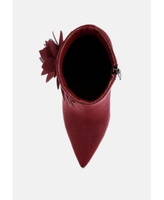 Womens Yarrow Rhinestones Petal Detail Boots