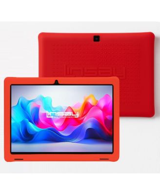 10.1" Kids Funny Tablet Octa Core 128GB Bundle with Red Kids Backpack New Android 15 Dual Camera