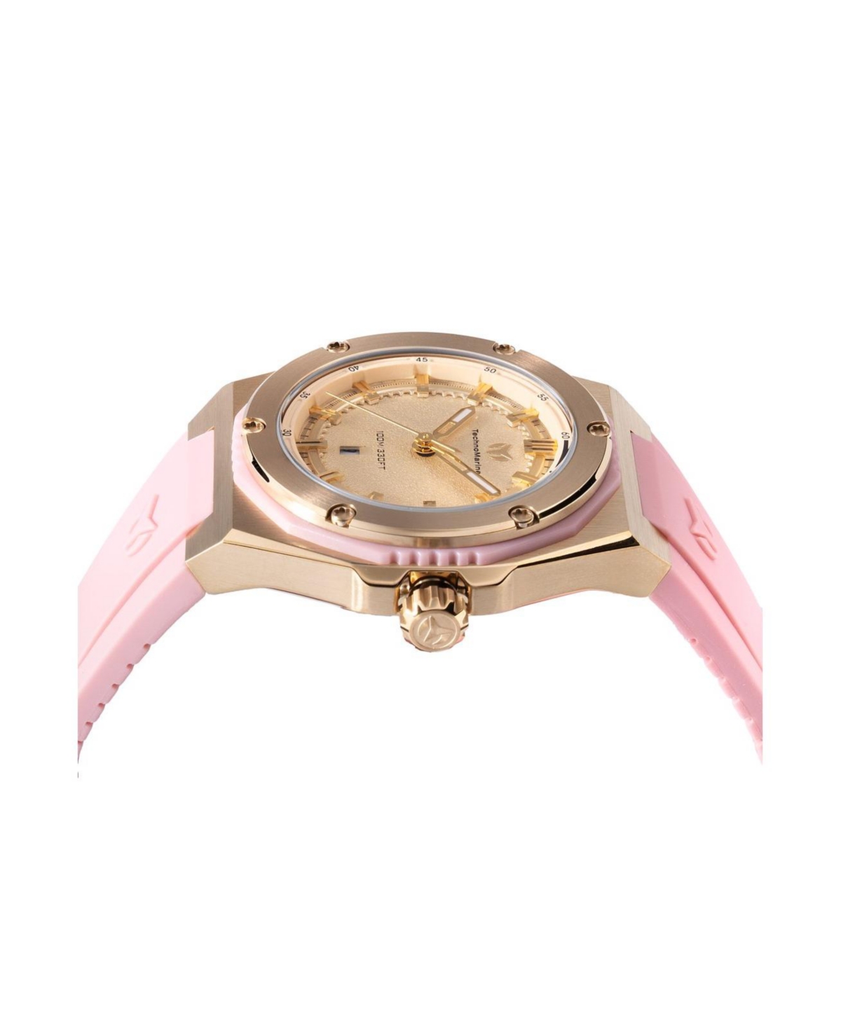 TechnoMarine Women's Quartz 3 Hand Gold Dial Watch 39mm
