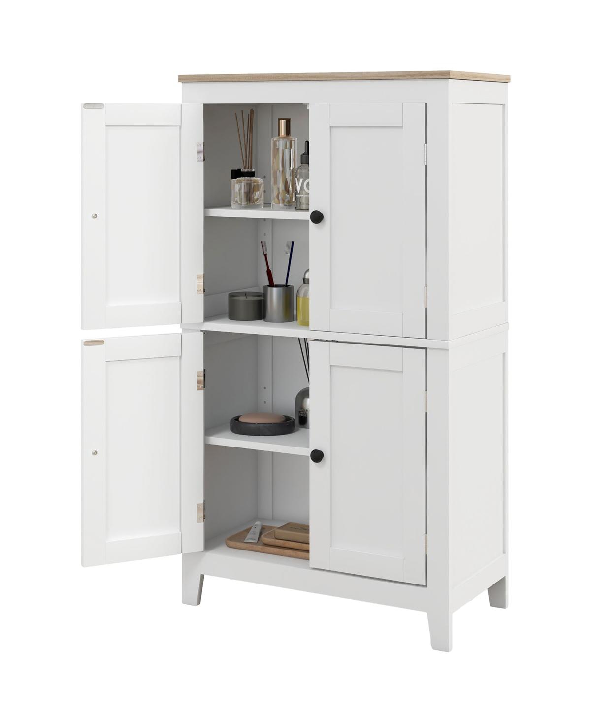 Slickblue Bathroom Organizer Cabinet with Doors and Adjustable Shelves