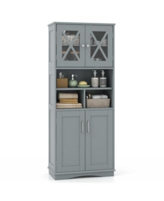 Tall Bathroom Cabinet with Acrylic Doors and Storage Cubes