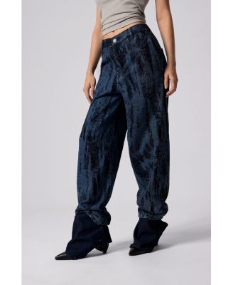 Women's Jacquard gradient denim trousers