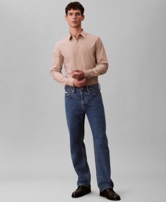 Men's Stretch Striped Slim Button-Down Shirt