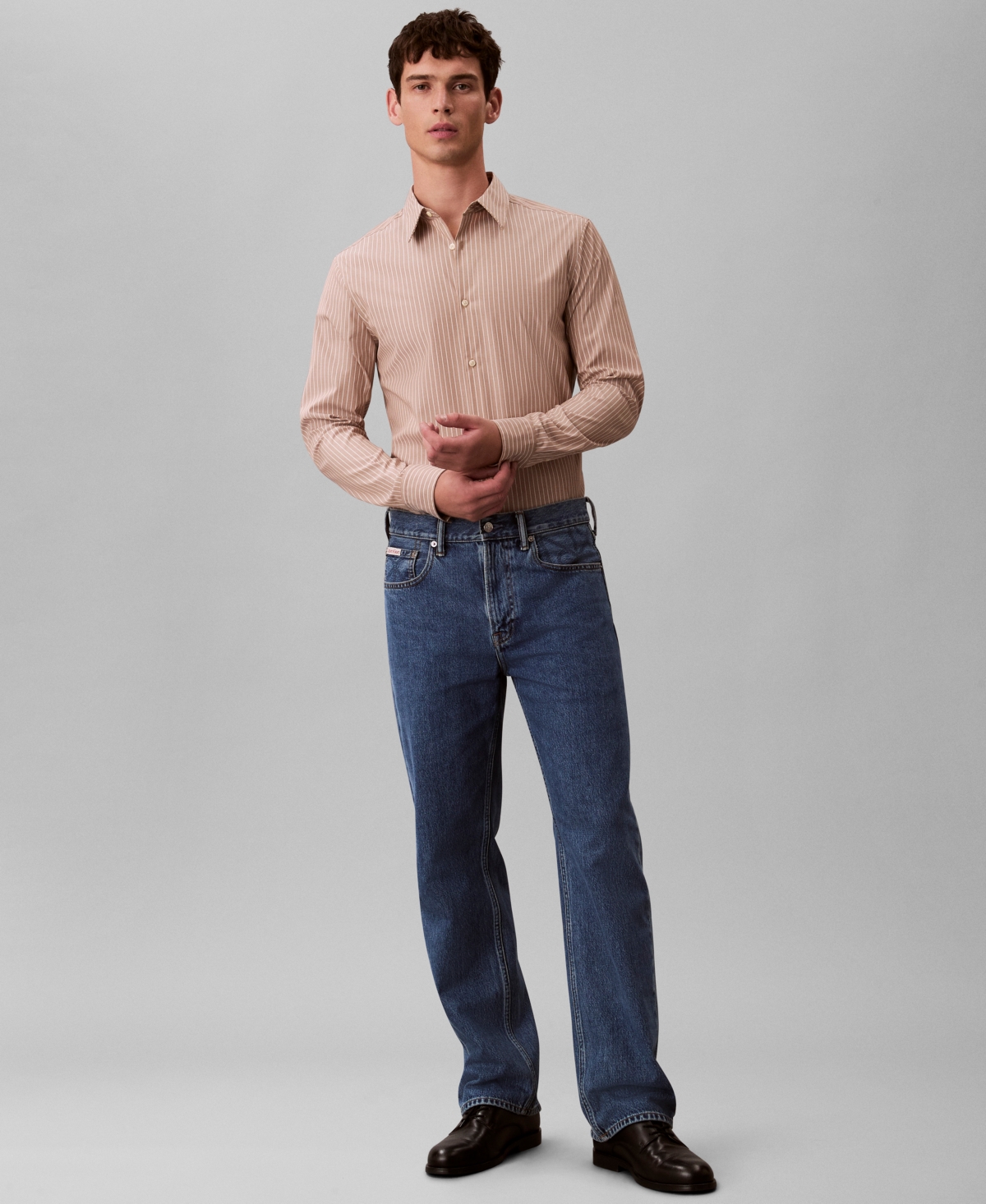 Calvin Klein Men's Stretch Striped Slim Button-Down Shirt