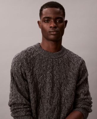 Men's Lambswool Blend Cable-Knit Crewneck Sweater