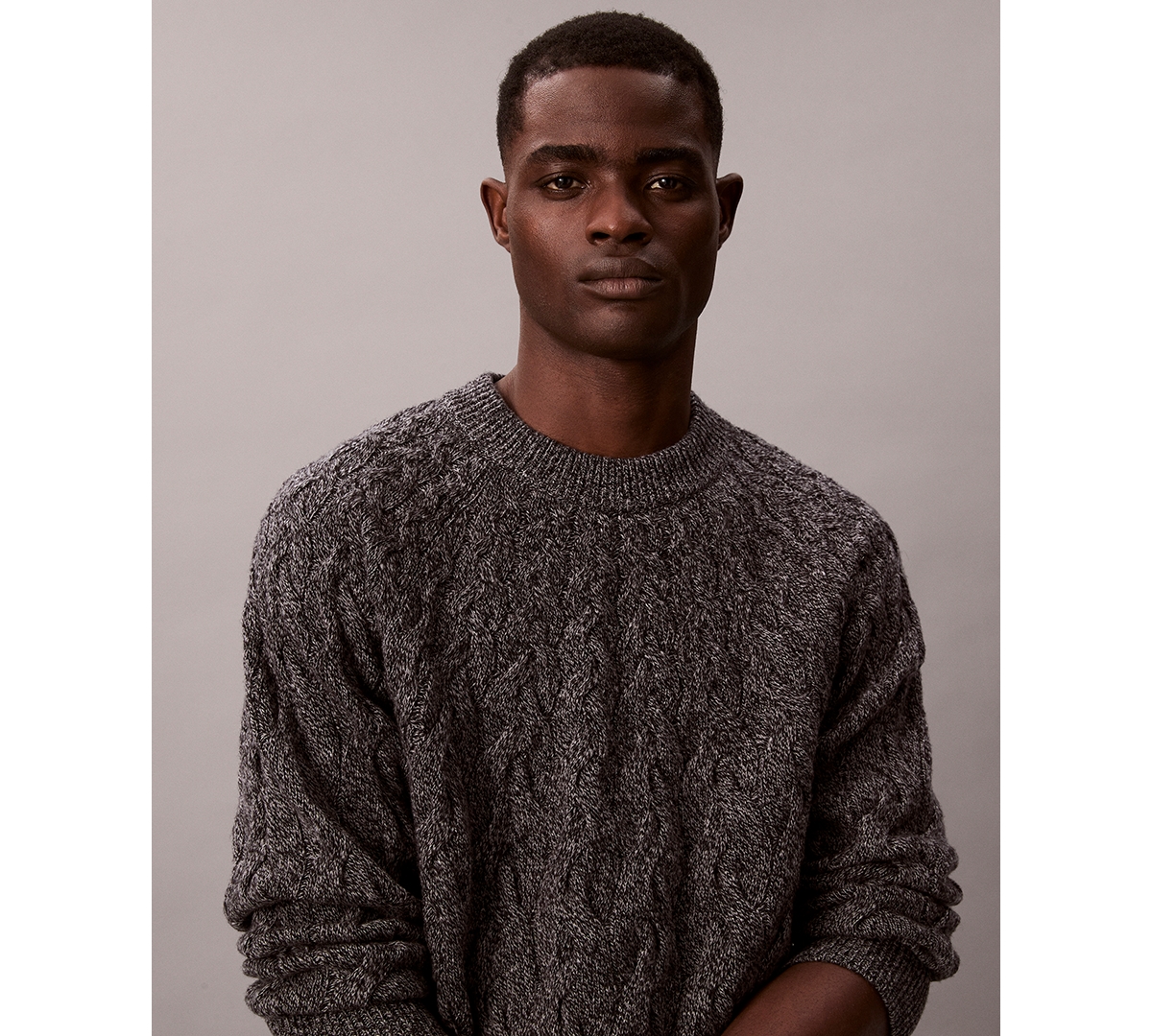 Calvin Klein Men's Lambswool Blend Cable-Knit Crewneck Sweater