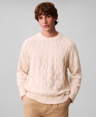Calvin Klein - Men's Lambswool Blend Cable Knit Crewneck Sweater