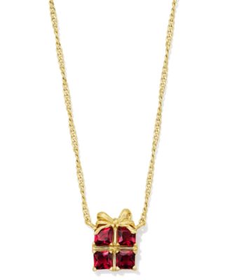 Crystal 14k Gold-Tone Over Brass Pendant Necklace