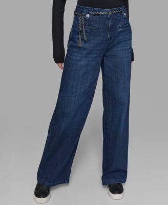 KARL LAGERFELD PARIS - Women's Denim Wide-Leg Jeans