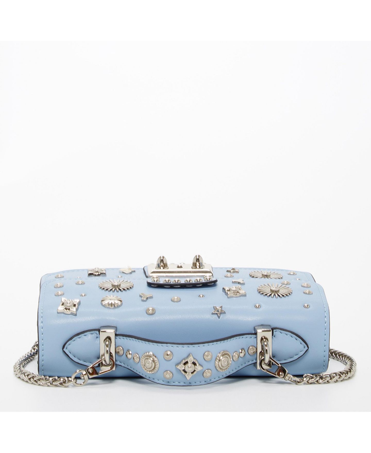 Женская сумка SUSU Small Leather Crossbody Bag Studded Purse Top Handle Structured Handbag, цвет: Синий / Пудрово-голубой — фото 6