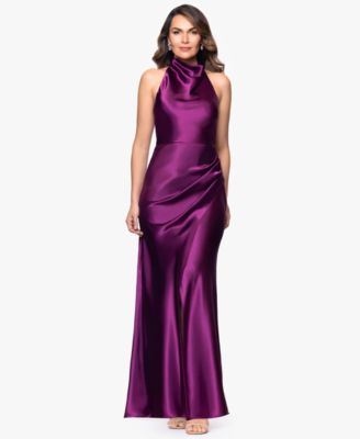 Women's Cowl Halter Neck Charmeuse Long Dress