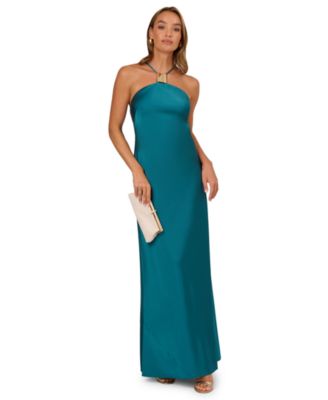 Women's Halter Neck Stretch Satin Dress