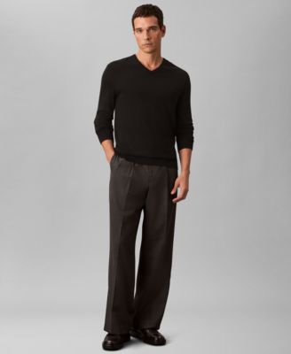 Men's Merino Wool Blend V-Neck Sweater