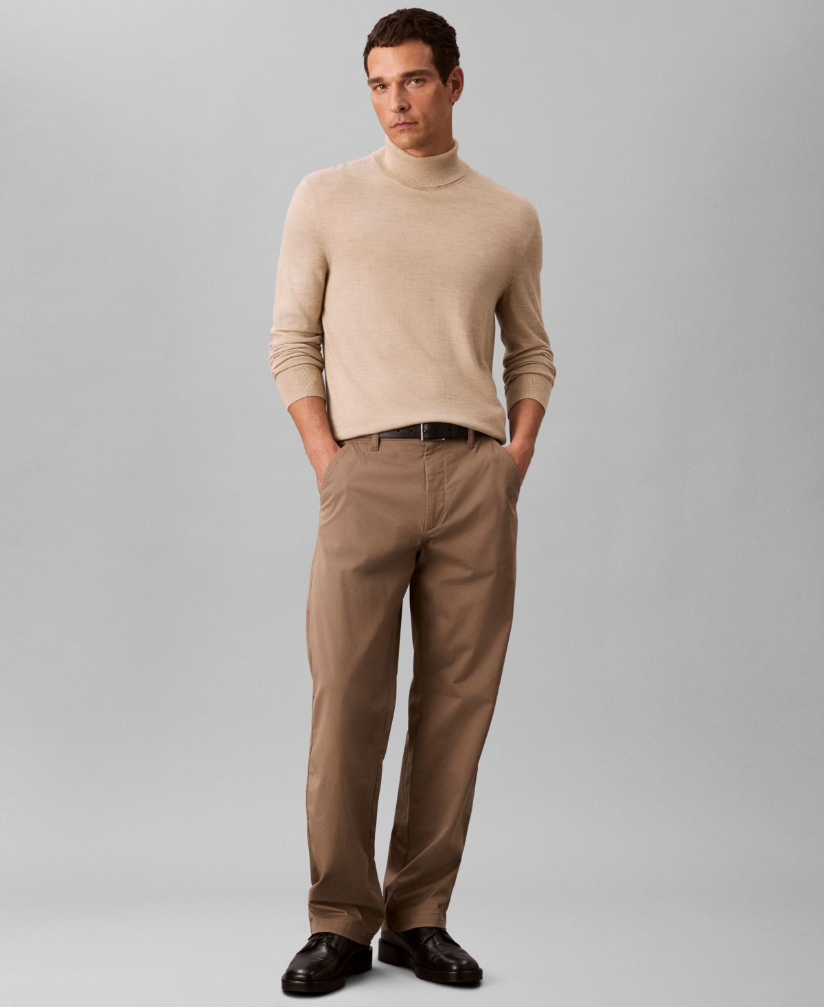 Calvin Klein Men's Merino Wool Blend Turtleneck Sweater In Neutral