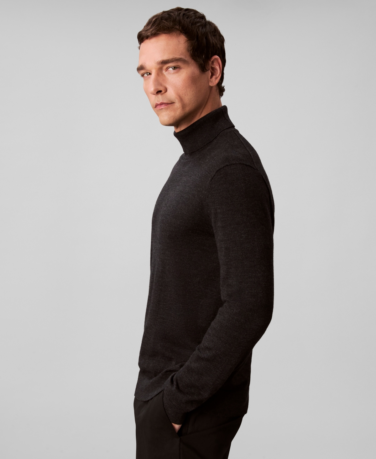Calvin Klein Men's Merino Wool Blend Turtleneck Sweater In Black