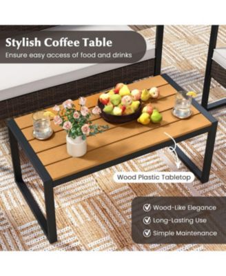 4 Piece Patio Furniture Set Outdoor Rattan Conversation Set