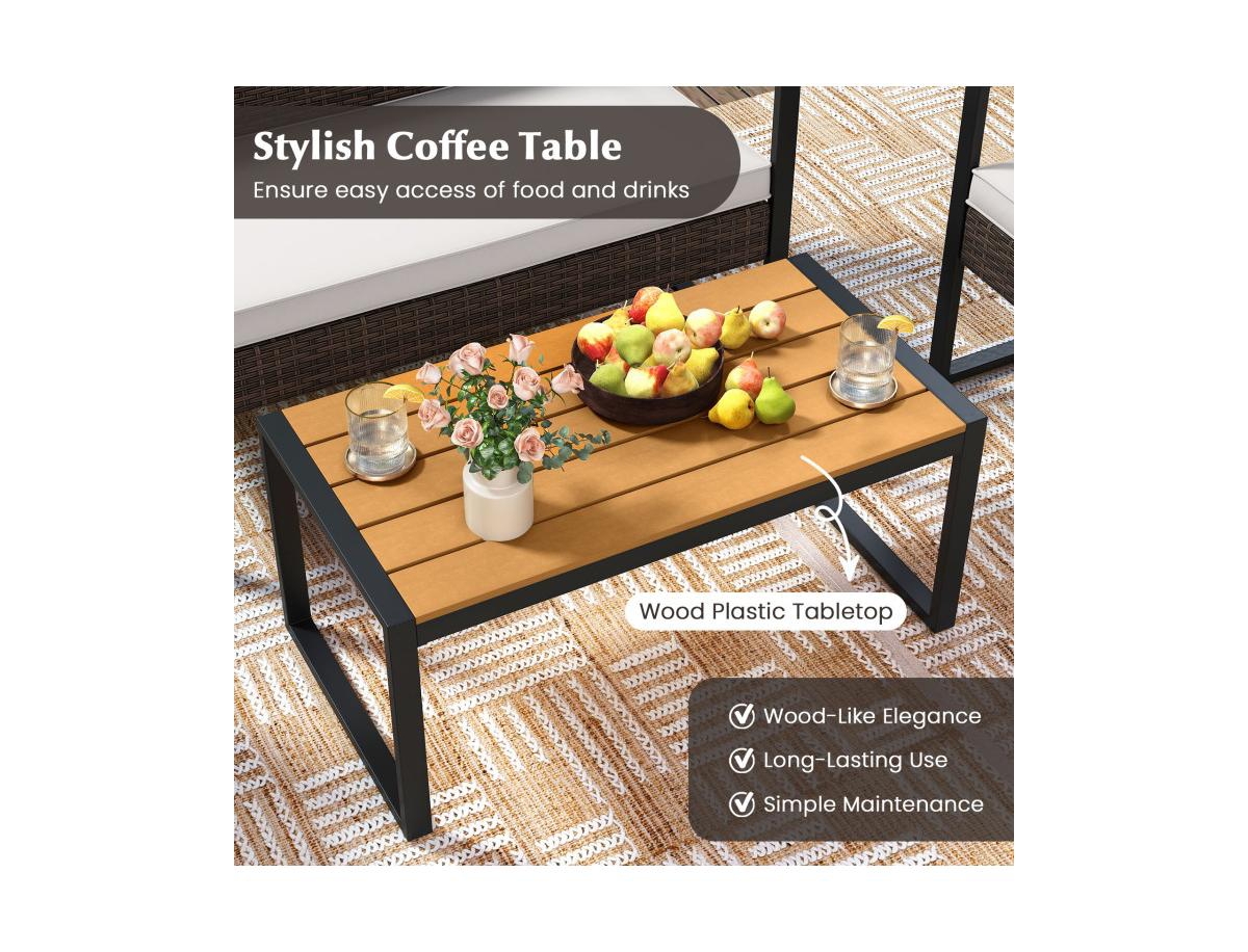 4 Piece Patio Furniture Set Outdoor Rattan Conversation Set