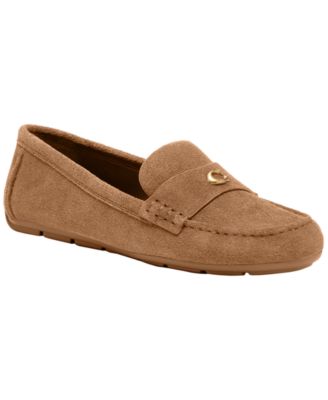 COACH - Women's Sculpted C Round Toe Suede Driver Loafers