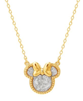 2-Pc. Minnie Glitter Necklace and Earrings Set in 18k Yellow Gold Over Sterling Silver