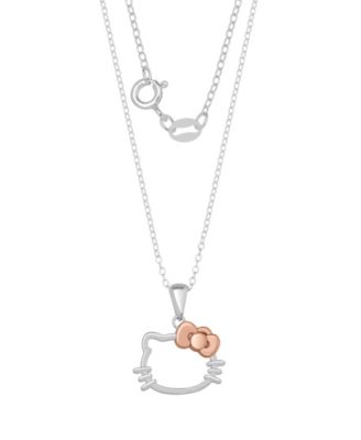 2-Pc. Two-Tone Hello Kitty Necklace and Earrings Set in Sterling Silver