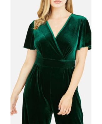 Women's Angel Sleeve Velvet Jumpsuit