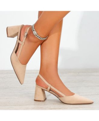 Women's Carrington Faux Suede Slingback Block Heel Pumps