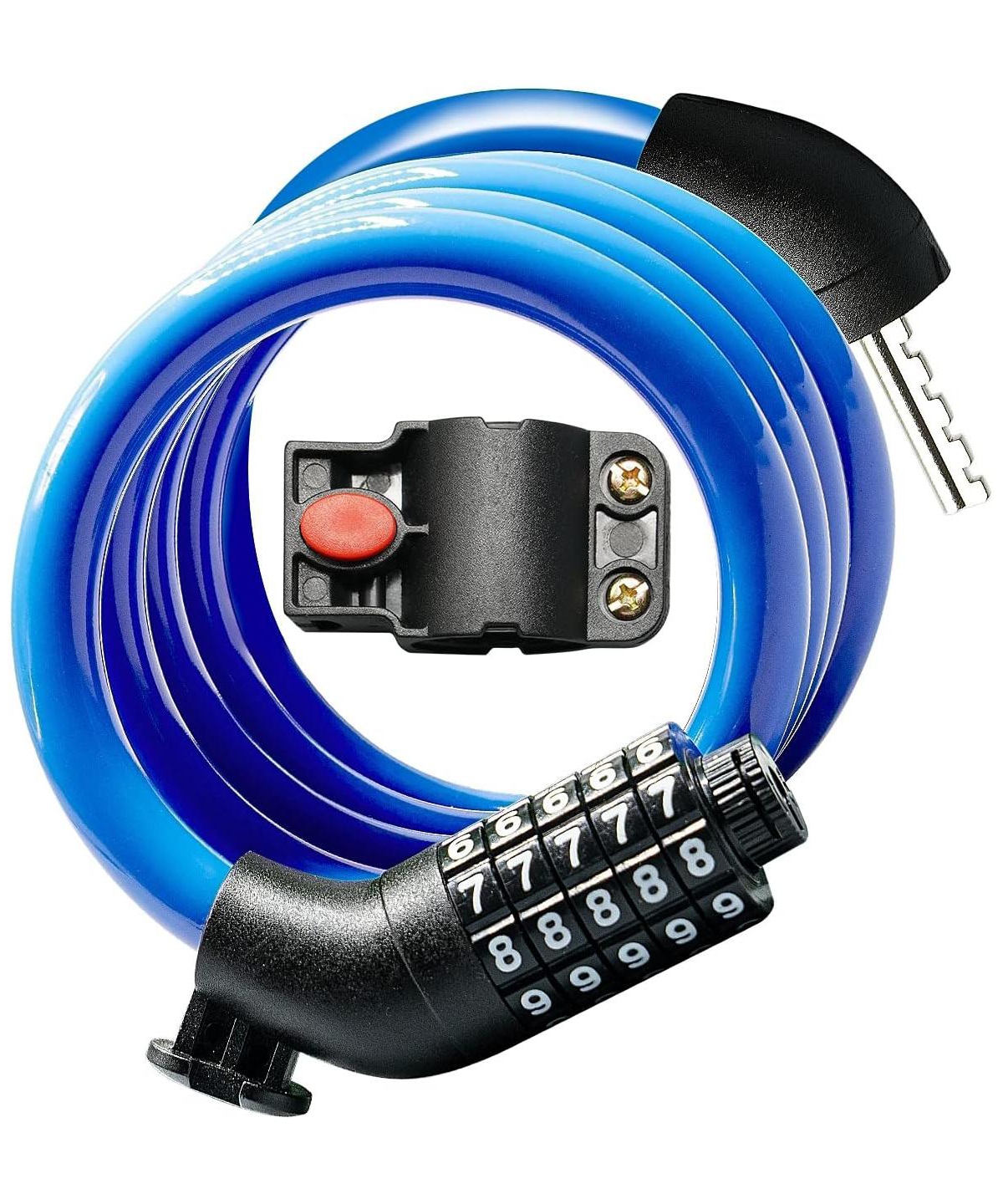 Batfox Bike Lock Cable with Combination, Heavy-Duty 5-Digit Resettable Bicycle Anti-Theft, w/ Mounting Bracket for and Scooters