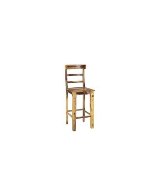 Taos Solid Sheesham Wood Ladderback 30" Bar Height Bar Stool, Natural (Set of 2)