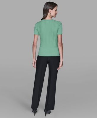 Women's Ribbed Short-Sleeve Sweater 