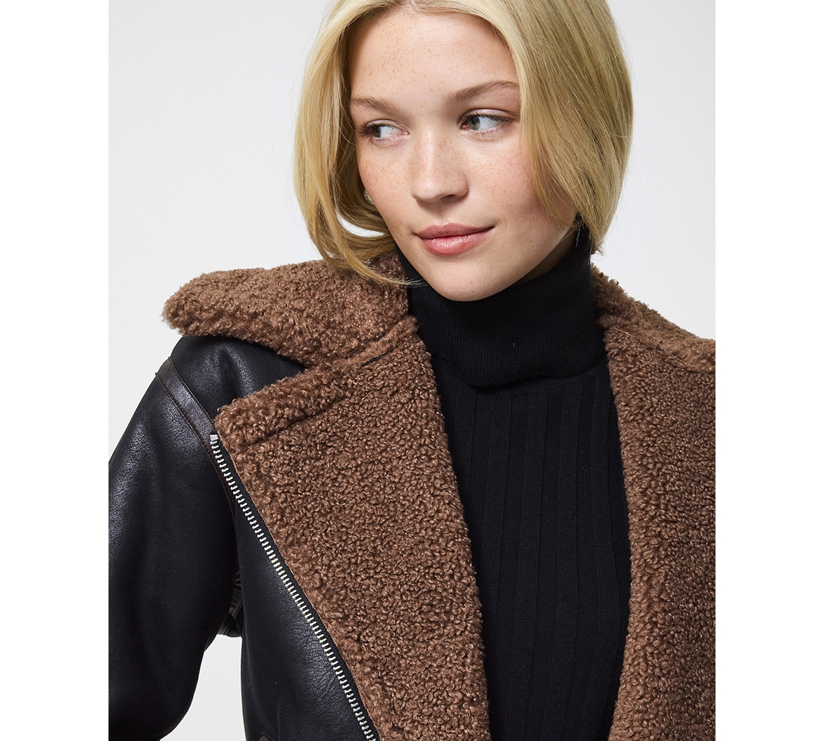 French Connection Women's Collared Faux Suede Zip-up Jacket In Black