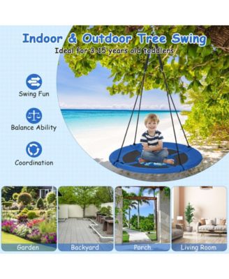 40 Inches Saucer Tree Swing with Adjustable Hanging Ropes and 900D Oxford Fabric-Whale