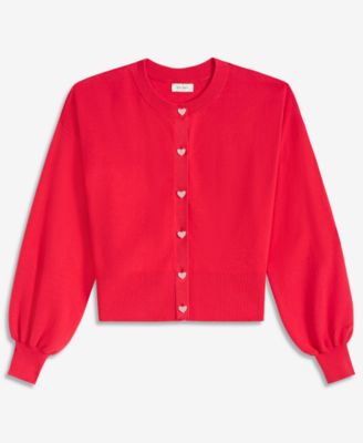 Women's Blouson Sleeve Heart-Button Cardigan, Macy's Exclusive