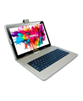 10.1" 128GB Tablet Bundle with Exclusive Luxury Silver Keyboard and Newest Android 15