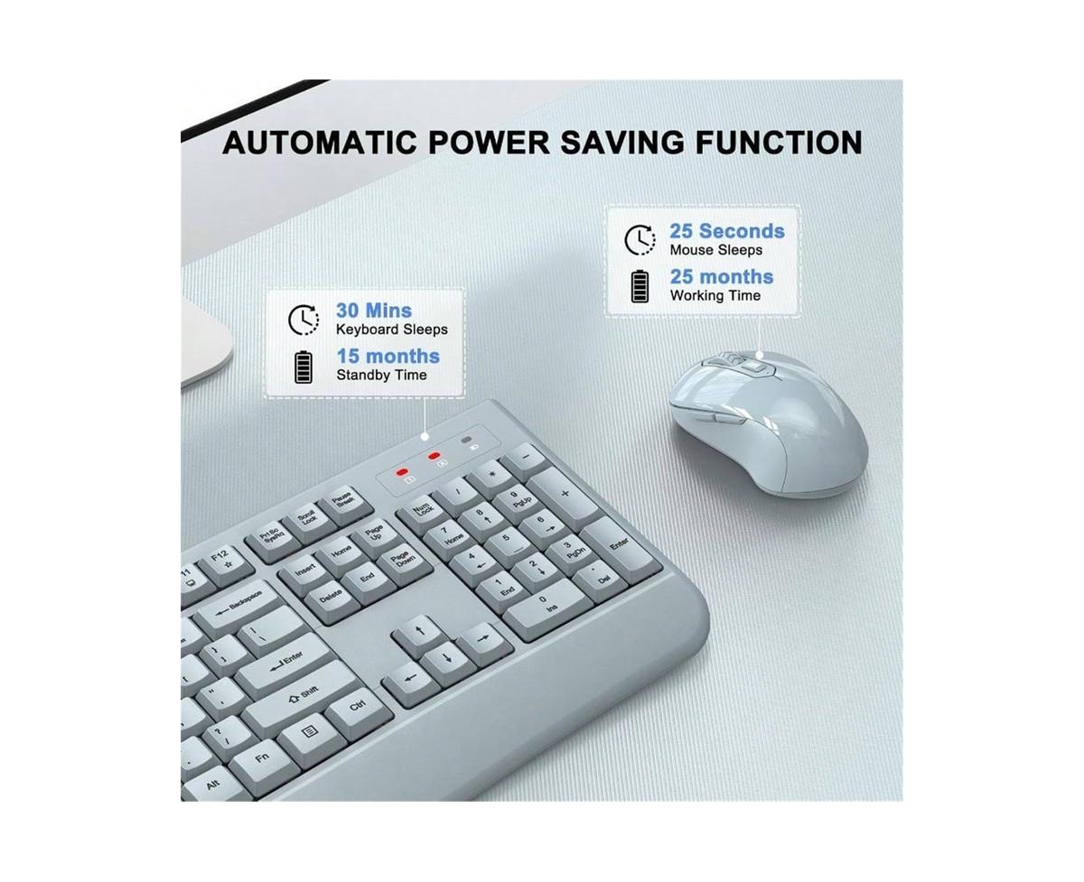 Risokeys-Wireless Combo, 2.4G Full Size Keys Keyboard With Wrist Rest And 3