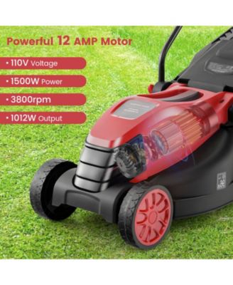 12-AMP 13.5 Inch Adjustable Electric Corded Lawn Mower with Collection Box